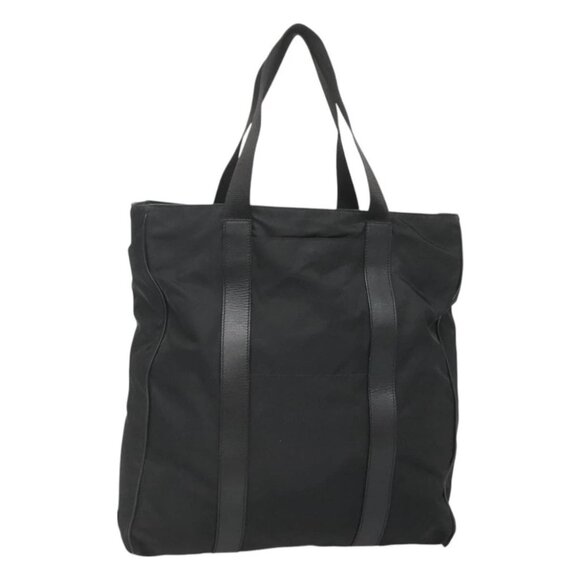 PRADA Tote Bag Nylon Black Silver Auth fm4691 - Picture 1 of 16